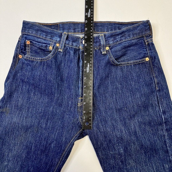 Levis 501 0115 Jeans Dark Rigid Denim Men’s 32x32 Y2K Button Fly - Picture 9 of 12